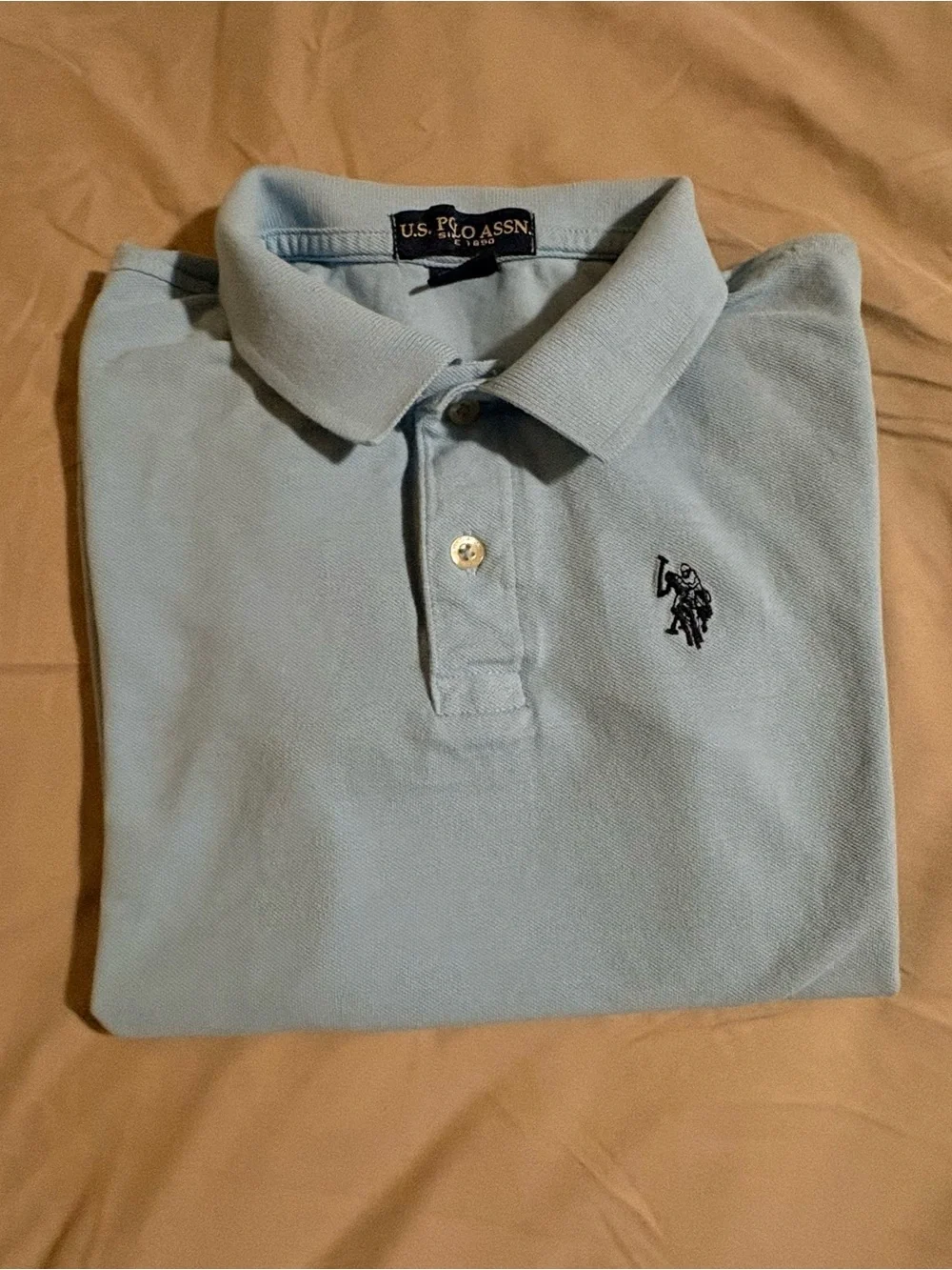 U.S. Polo Assn. Boys Light Blue Polo Shirt Embroidered Logo Size L 10-12